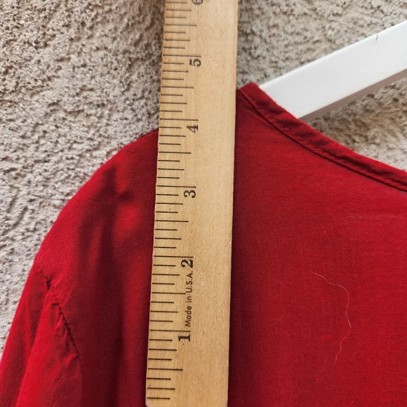 OLD NAVY Women’s Dress XXL 2XL Red Embroidered Elastic Waist Front Tie Midi - Picture 9 of 10